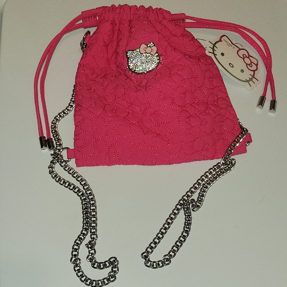 Hello Kitty Fuchsia Quilted Drawstring Bag